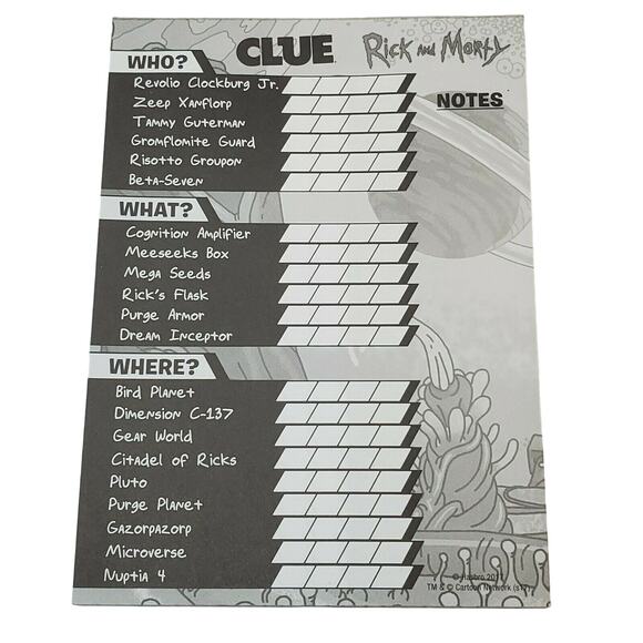 Rick & Morty Clue Game Book Replacement 33 Pages Hasbro 2017 - Picture 1 of 5